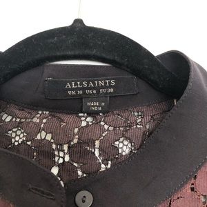 Beautiful All Saints blouse. Oversized fit. Mix of silk, and lace.